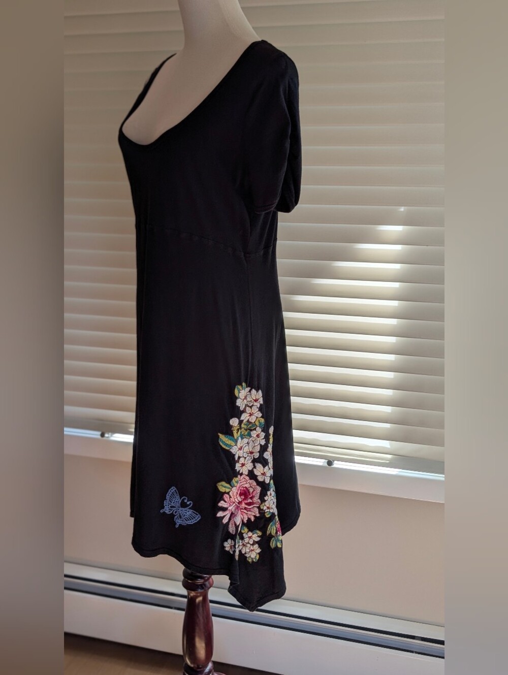 Johnny was Asymmetrical Black Embroidered Dress Size M - Picture 2 of 13